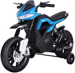 HOMCOM Moto électrique pour Enfants de 3-6 Ans 25 W 6 V 3 Km/h Effets Lumineux et sonores roulettes Amovibles Charge Max. 30 kg Bleu
