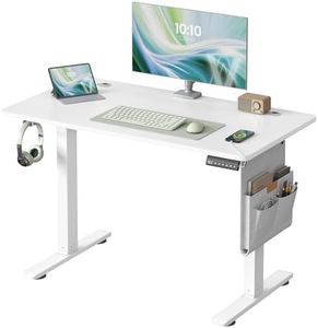 VASAGLE Electric Standing Desk, Height Adjustable Desk, 100 x 60 cm, Continuous Adjustment, Spliced Tabletop, 4 Memory Heights, Matte White LSD130WZ02