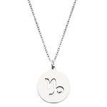 Zodiac Signs Cut Out Stainless Steel Disc Necklace (Capricorn)