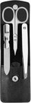 ZWILLING Manicure Set (3 piece, pedicure set for nail care and cuticle care, leather, with nail scissors), Polished Stainless Steel, Black