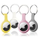 Case for Airtag Holder 4pack with Key Ring, ThingsBag Air Tag Keyring Cover Compatible with Apple Tags, Silicone Keychain Itag Tracker Protective Cover Lightweight and Unti-Scratch for Luggage, Bags