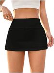 MakeMeChic Women's Y2K Mini Skirt with Shorts Aline Micro Skirt Skort Solid Black Small