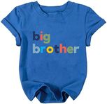 Big Brother Shirt Toddler Baby Boys Big Brother Announcement Tshirt Kids Short Sleeve Cotton Tee, Blue, 12-18 Months