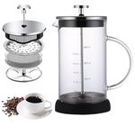 Mellovin French Press Coffee & Black Tea Maker with Non-slip Silicone Base Borosilicate Glass, Superior Filtration System, 304 Stainless Steel Plunger, Easy to Clean (800 ml)