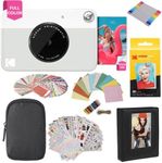 Kodak Printomatic Instant Camera (Grey) Gift Bundle + Zink Paper (20 Sheets) + Deluxe Case + 7 Fun Sticker Sets + Twin Tip Markers + Photo Album.