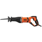 BLACK+DECKER Corded Reciprocating Saw with Branch Holder and 2 x Blades 750w, Black + Orange