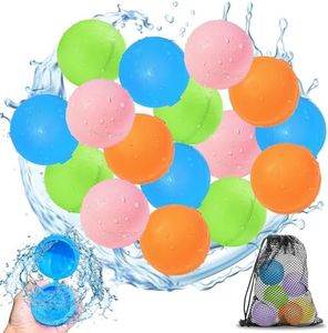 SCUATANBE 16PCS Reusable Water Balloons Self Sealing Quick Fill，Refillable Magnetic Water Balloons For Summer Party, Water Balls Pool Outdoor Toys For Kids Ages 4-12