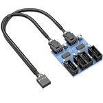 LNHCAW USB 2.0 Motherboard 9-pin USB Connector Multiplier 1 Male to 4 Port Female Splitter Adapter Extension Cable hub Board