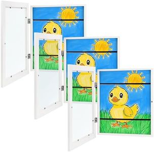 Zenacolor Kids Artwork Frames Changeable - Front-Opening to Display & Store 100 pcs - Set of 3 Kids Art Frame Includes Wall Hooks & Stand - 8.5x11 cm - White