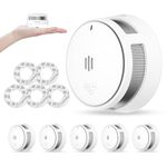 Smoke Alarm, 10 Years Battery, Smoke Alarms for Home, Fire Alarm with Mute Remotely Function,Big Test/Silence Button Smoke Alarms, Conforms EN14604, UKCA (5 Smoke)