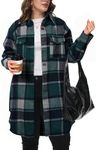 NIeyook Womens Plus Size Shacket Jacket 2024 Fall Plaid Flannel Button down Shirts Long Sleeve Tartan Shacket Jacket Long Coats