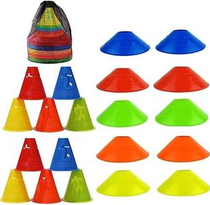 DACUAN Pro Disc Cones for Training Football (10disc 10cone),Mini Soccer Wind-Proof Marker Cones, Soccer Markers Disc with Net Bag for Low Profile Field Markers Training Football Basketball