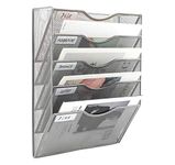 EasyPAG Wall File Holder Hanging Mail Organizer Meta Wall Mount Magazine Rack for Home and Office,Silver