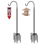 Gtongoko 2 Pack Shepherds Hook 92 Inch New Version, Tall Bird Feeder Pole, Adjustable Shepards Hooks for Outdoor Plant Baskets, Lanterns, Weddings Decor, Solar Lights, Black