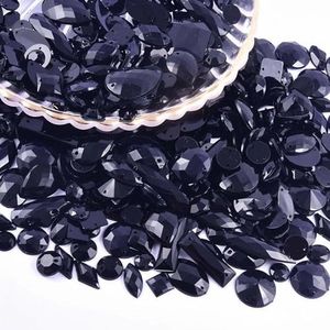 230Pcs Mixed Shape Crystal Sew On Rhinestones Gems Acrylic Flatback Diamante Stones Strass Sewing for Crafts DIY Handicrafts Clothing Wedding Dress Shoes Bag Decorations Accessories(03 Black)