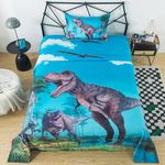 ADASMILE A & S Dinosaur Sheets Twin Size for Boys Dinosaur Bed Sheets Twin for Kids 3D Dinosaur Bedding Set Dino Kids Bed Sheets Set with Dinosaur Pillowcase Fitted Sheet Flat Sheet Soft Microfiber