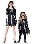 IKALI Girls Skeleton Costumes, Halloween Scary Fancy Dress Up, Zombie/Ghost Outfit for World Book Day, Carnival Party 3-4 Years