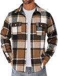 COOFANDY Men's Plaid Jacket Button Up Jacket Overshirt Fall Fashion Shirt with Pockets