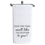 ZAKSEM Does This Towel Smell Like Chloroform to You Funny Kitchen Towels, Flour Sack Towel, Funny Hand Towel for Bathroom Housewarming