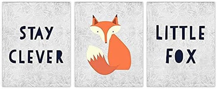 Stay Clever Little Fox Art Prints (Set of 3) - Unframed - 8x10s | Inspirational and Whimsical Fox-Themed Wall Art for Kids' Rooms, or Living Spaces | Wall Décor for Animal Lovers | Living Room Décor