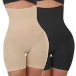 GS DEALS Body Shaper for Women, Innerwear for Women, 4 in 1 Blended High Waist & Thigh Shapewear, Pack of 2 [Color-Bige&Black (Size-5XL)