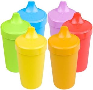 Re-Play Spill-Proof Sippy Cups for Toddlers - Kids Reusable 10 Oz Set of 6, Dishwasher & Microwave Safe, Made in USA, Crayon Box