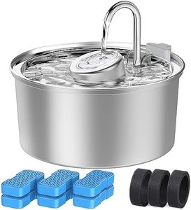 3.2L Fuente para Gatos de Acero Inoxidable,KOOGMOON Bebedero Gatos Automática con Bomba Silenciosa,Diseño del Grifo (Fuente para Gatos+6 Filtros de carbón+3 Esponjas)