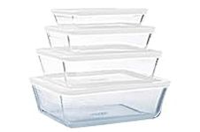 Pyrex Cook & Freeze - Set of 4 Rectangular Boxes with Lid - Borosilicate glass - Ideal for freezing and Meal prep - Made in France