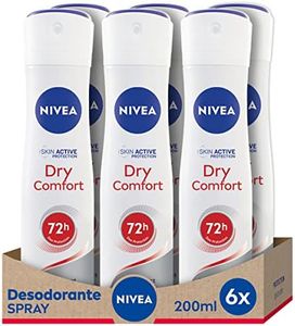 NIVEA Dry Comfort Spray en pack de 6 (6 x 200 ml), desodorante antitranspirante con protección 72 horas, spray desodorante de cuidado femenino testado en la vida real