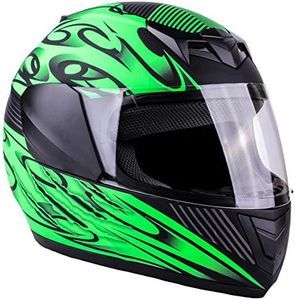 Typhoon Youth Full Face Motorcycle Helmet Kids DOT Street - Matte Green (Large)