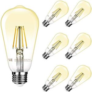 LE ST64 E26 Vintage Edison LED Bulbs, Dimmable, 4W 350 lm, 40W Incandescent Equivalent, Wide Beam Angle, Pack of 6