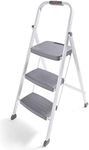 Rubbermaid RM-3W-2W Steel Frame 3 Folding Stool with Hand Grip and Plastic Steps, 250-Pound Capacity, White Finish