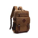 TELOSPORTS Vintage Laptop Backpack Canvas Business Travel Bag 15.6 Inch Computer Bag Rucksack Casual Daypack for Women Men Coffee