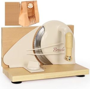 Brvclon Manual Bread Slicer for Homemade Sourdough,Adjustable Thickness,Hand Crank Bread Slicer with Stainless Steel Blade, Aluminum Alloy Frame & Solid Wood Base,Comes with 10 Bread Bags
