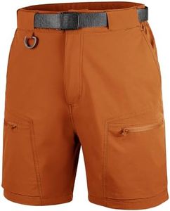 FREE SOLDIER Men's Cargo Hiking Shorts with Belt Lightweight Quick Dry Tactical Shorts with Pockets for Casual Work Golf (Orange 36W12L)