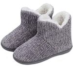 TUOBUQU Women Boot Slippers Fluffy Plush Indoor Outdoor Winter Warm Bootie Ladies Slipper Grey M