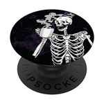 Black Like my soul skeleton drinking coffee purple smoke PopSockets PopGrip: Swappable Grip for Phones & Tablets