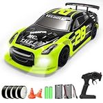 RACENT Remote Control Drift Car 2.4Ghz 1:14 Scale RC Sport Racing Cars for Adults Kids Boys Gifts 4WD Hight Speed RC Vehicle with LED Lights, All Batteries and Drifting Wheels + Racing Wheels