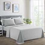 Marina Decoration Ultra Soft Silky Deep Pocket Solid Rayon from Bamboo All Season 4 Pieces Sheet Set with 2 Pillowcases, Silver Color Twin/Single Size