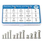 MMOBIEL Stainless Steel Hex Socket Kit - 15 Sizes M3 M4 M5 Hex Socket Button Head Cap Assortment Kit 440 Pcs - Machine Screws Bolts and Nuts - Incl. Wrenches