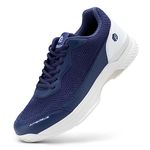 FitVille Mens Extra Wide Fit Tennis Trainers Badminton Squash Shoes with Arch Support Pickleball Volleyball Blue