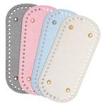 AHQiZFX 4 Pcs Bag Bases for Crochet, 8.66x3.93inch PU Leather Bag Bottom Base Pad, Long Oval Purse Bottom Shaper Pad, Handbag Base with Holes for Handbag Purse Tote Shoulder Crossbody Bag