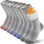 Sandsuced Kids Merino Wool Hiking Socks Boys Winter Thermal Warm Cozy Boot Thick Cushion Ski Snow Gift Stocking Stuffers Socks 4 Pairs(Purle/Blue/Red/Grey,8-12 Years)