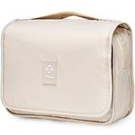 Hanging Travel Toiletry Bag Cosmetic Make up Organizer for Women Waterproof (Beige)