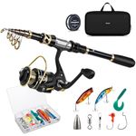Magreel Telescopic Fishing Rod and Spinning Reel Combo Set with Fishing Line, Fishing Lures Kit & Accessories and Carrier Bag for Saltwater Freshwater