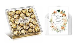 Vending India Get Well Soon Gift - Ferrero Rocher 24 Pcs (300g) with a Personalised "Get Well Soon" Greeting Card of Choice (Indian Summer)