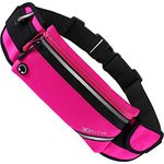 3DActive Running Belt Plus Waist Pack, Water Resistant Runners Belt, Workout Fanny Pack, Lightweight, All-in-One Reflective Running Pouch for Exercise, iPhone, Android and Accessories (Magenta)