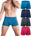 wirarpa Mens Underwear Modal Viscose Trunk Soft Boxer Briefs Covered Waistband Short Leg Multicolor 4 Pack Mdeium