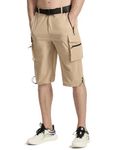 Pausel Men's Hiking Cargo Shorts Big and Tall Summer Capri Pants Travel Shorts with Zipper Pockets for Golf Fishing Camping