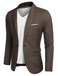 COOFANDY Mens Sport Jacket Casual Linen Texture Suit Blazers Jackets Modern Business Daliy Blazers, Brown, L